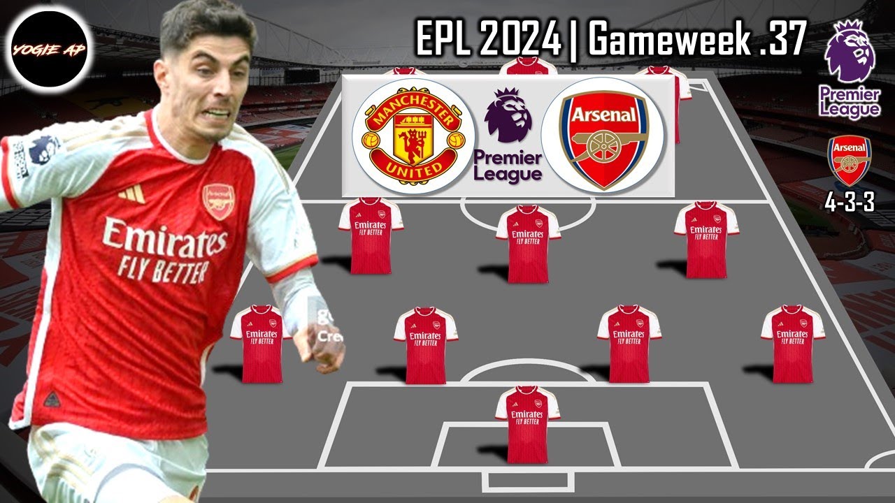 MAN UNITED VS ARSENAL FC | ARSENAL PREDICTIONS STARTING LINEUP PREMIER LEAGUE | GAMEWEEK 37