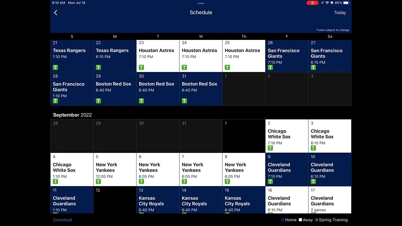 The rest of the Twins Schedule