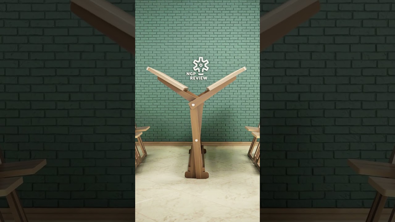 DIY Folding Dinning Table Design. 4 Chairs Hidden Inside