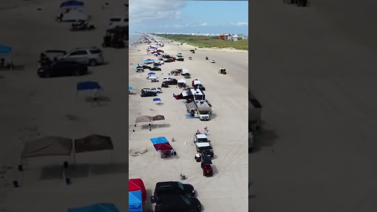 Drone footage of Port Aransas Beach in Texas