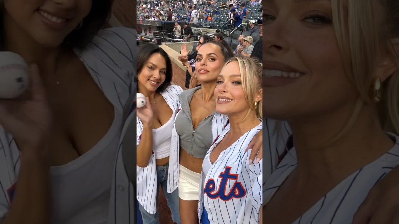 Sports Illustrated swimsuit models Christen Harper, Camille Kostek & Brooks Nader repping the Mets.