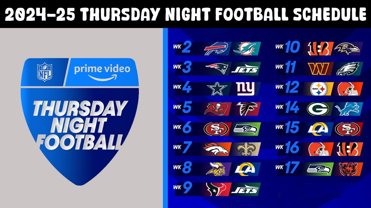 2024 25 Thursday Night Football Games Schedule, TV Channel, Date