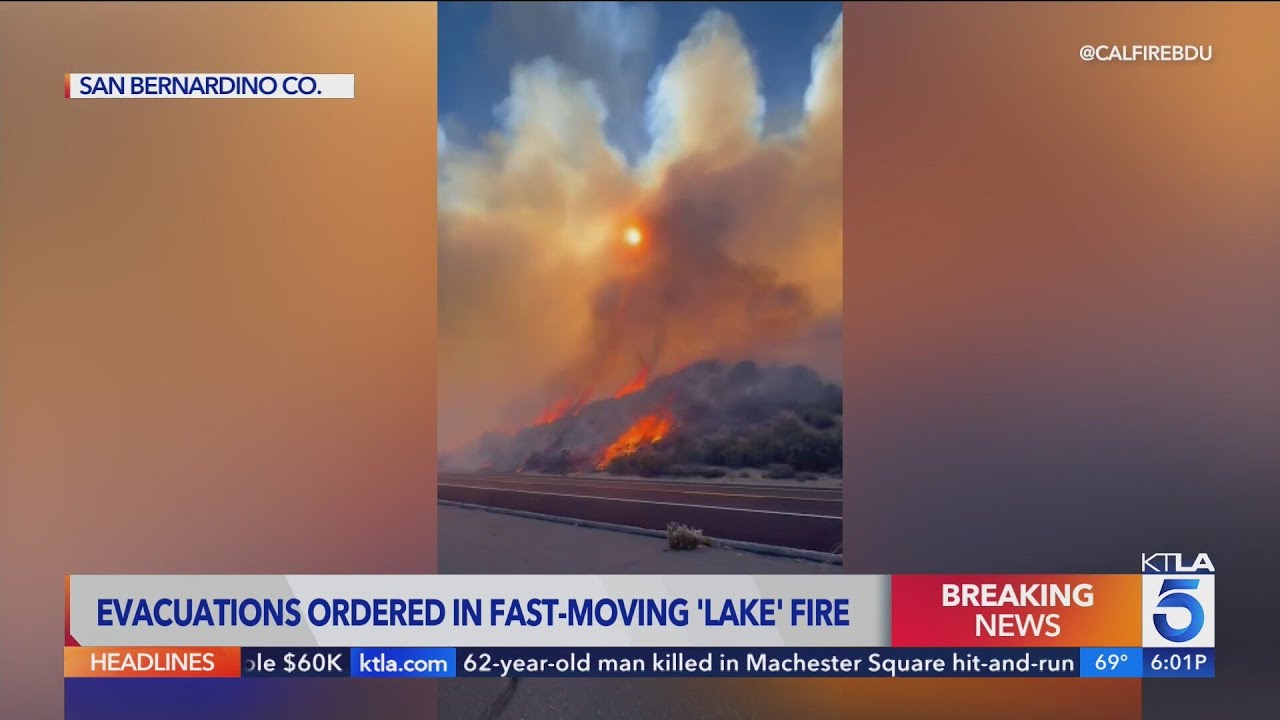 Growing wildfire forces evacuations near Silverwood Lake in San Bernardino Mountains