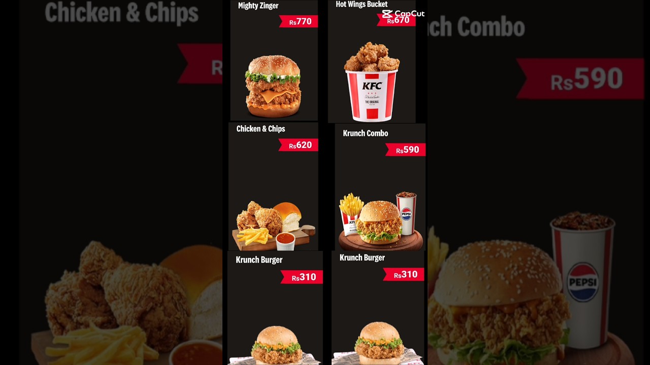 KFC Best Menu & Price l KFC Deals 2024 l KFC Chicken l KFC Krunch and Zinger Burger l #shorts