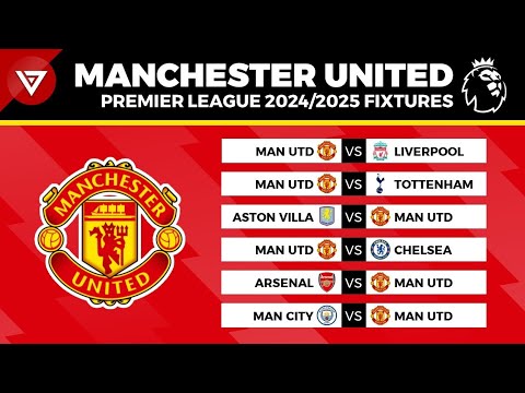 MANCHESTER UNITED FIXTURES PREMIER LEAGUE 2024/25 - EPL Schedule Today 2024-2025