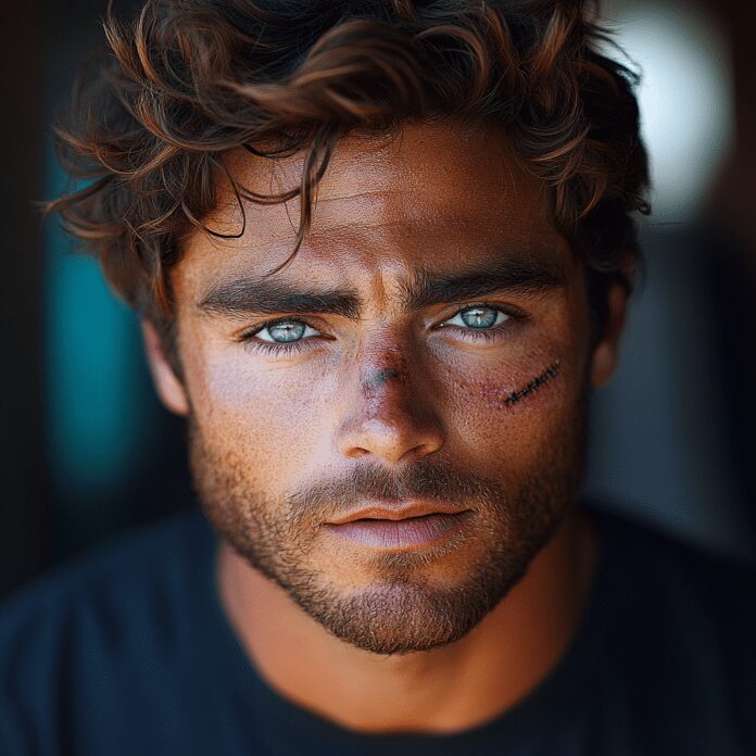 zac efron face accident