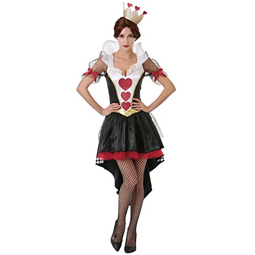 Queen of Hearts Women’s Halloween Costume Red Card Dress and Crown (Large)