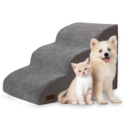 Tiers Dog Ramp and Stairs for Beds Or Couches Non Slip Sturdy Pet Steps for Small Dogs to get on High Bed